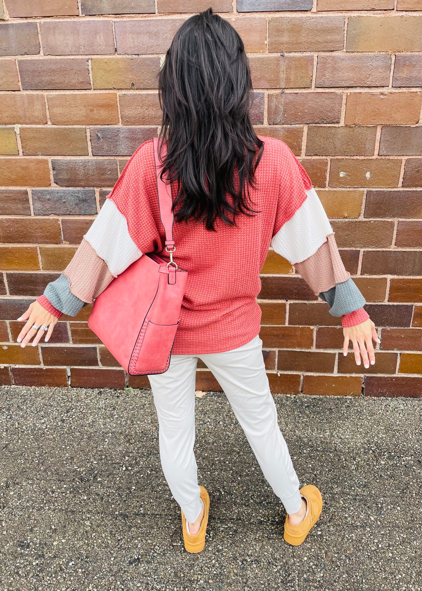 Color Block Waffle Knit Top