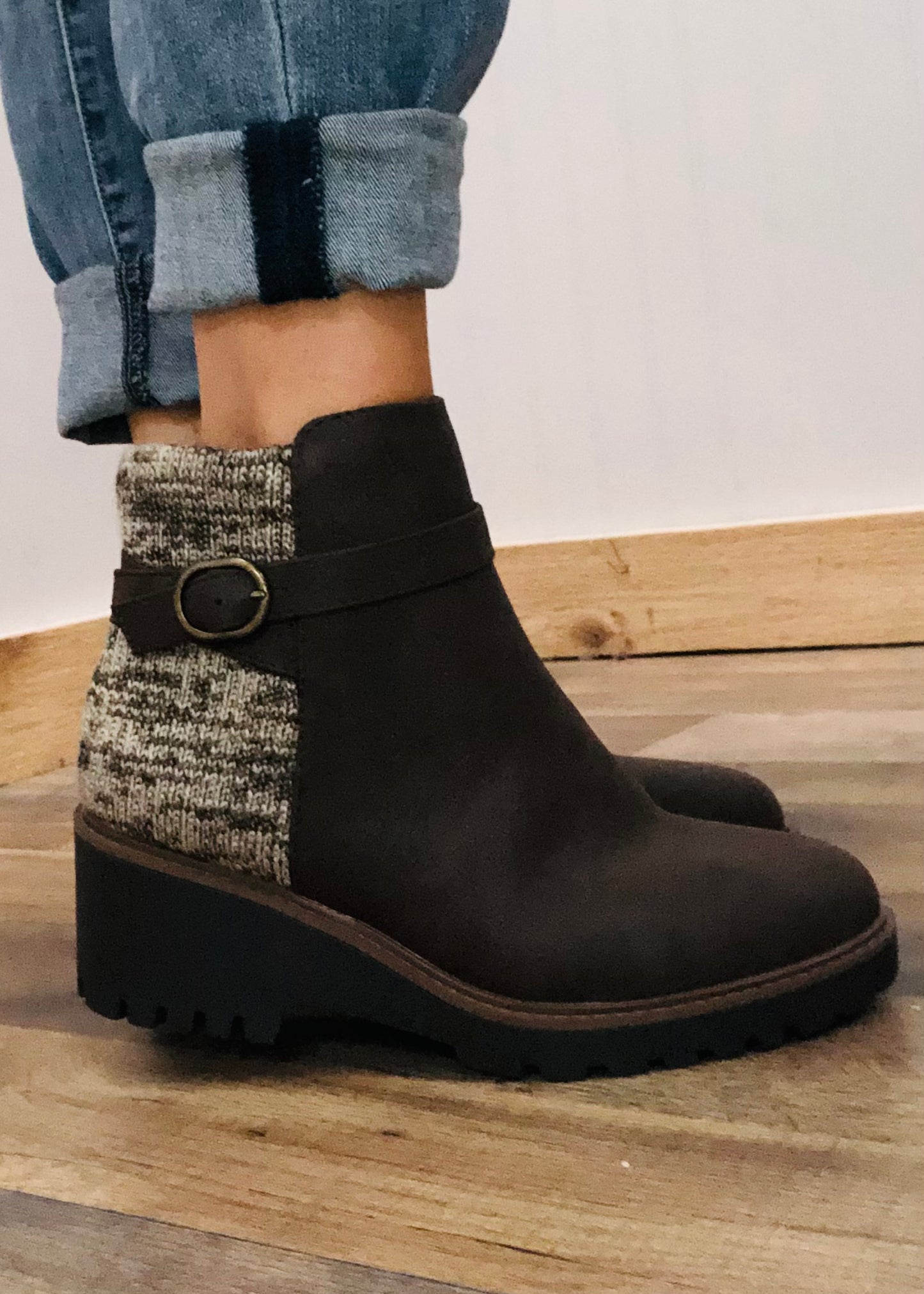 Brown Wedge Boot