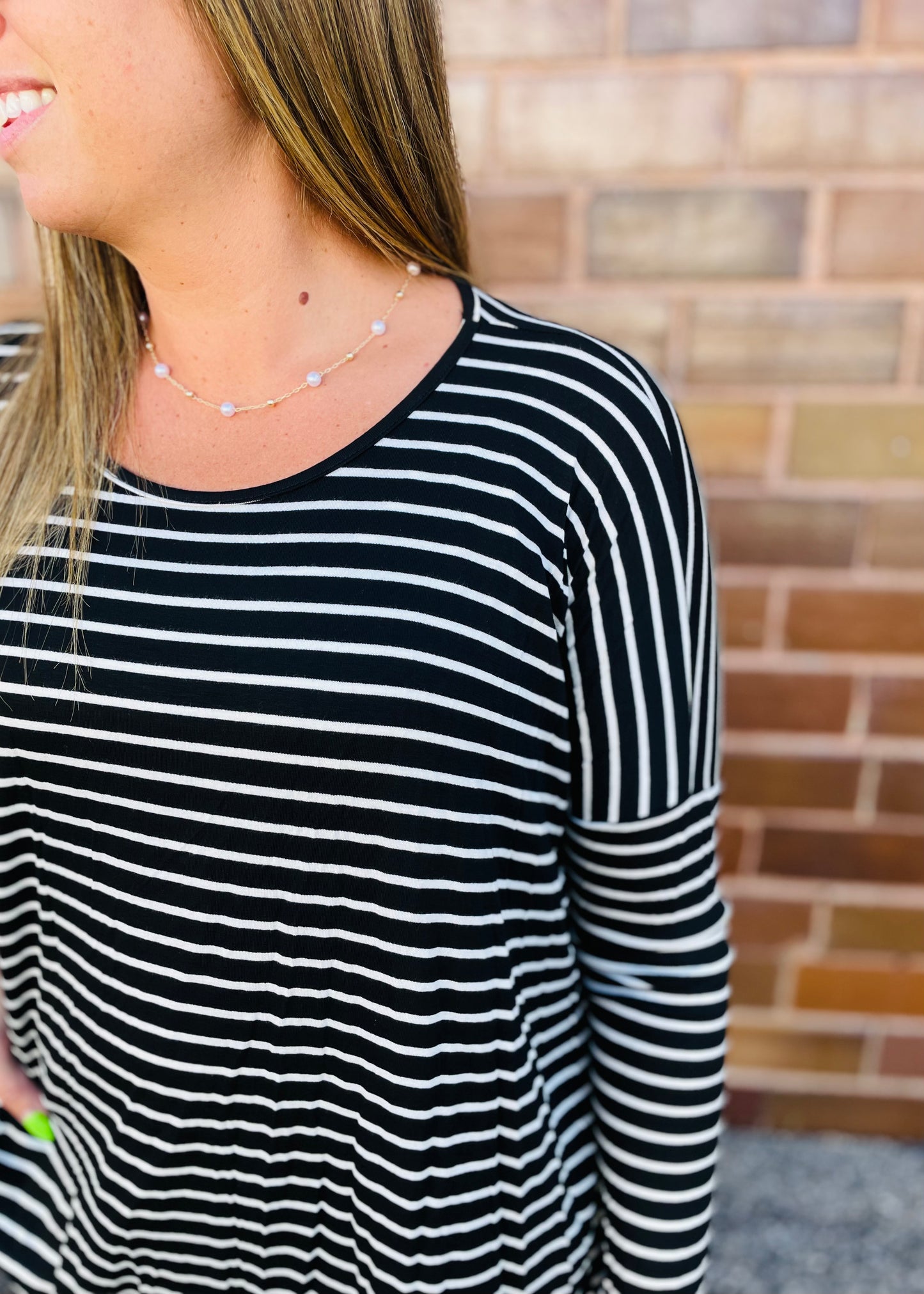 Black and White Stripe Tunic Top