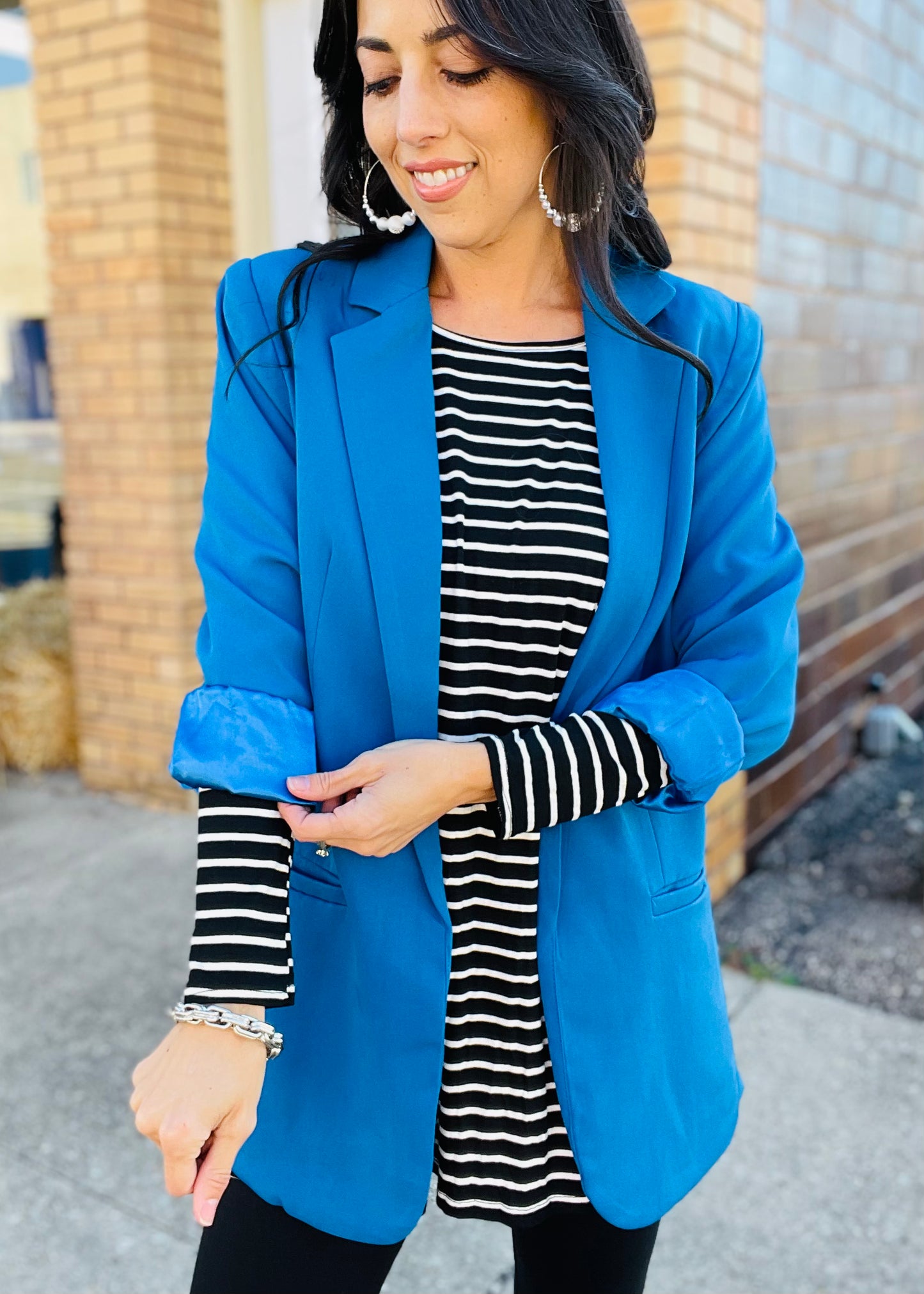 Classic Blue Open Front Blazer