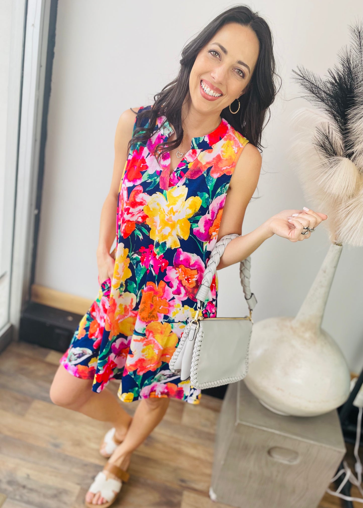 Navy Floral Dress