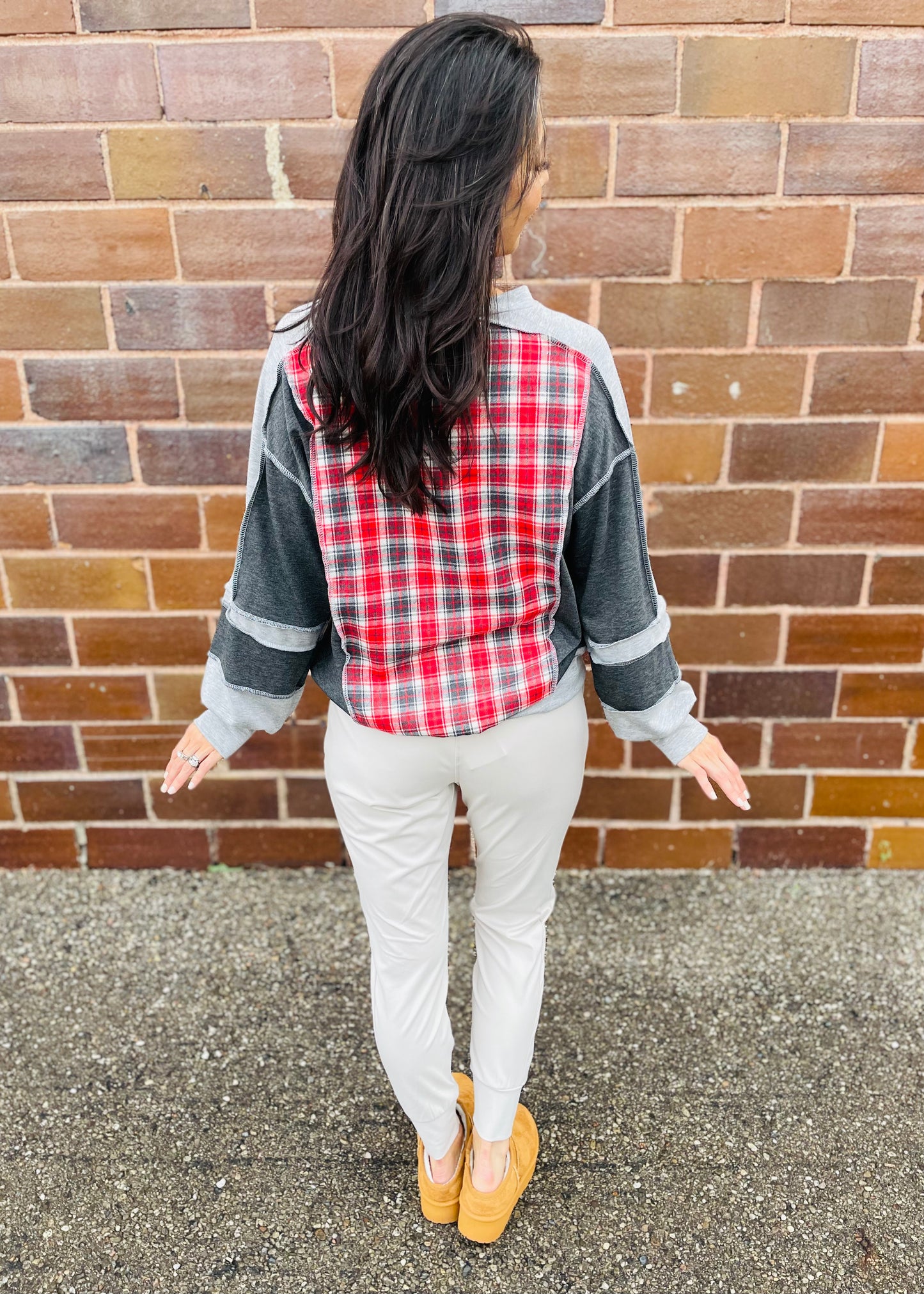 Light Grey - French Terry Color Block Top