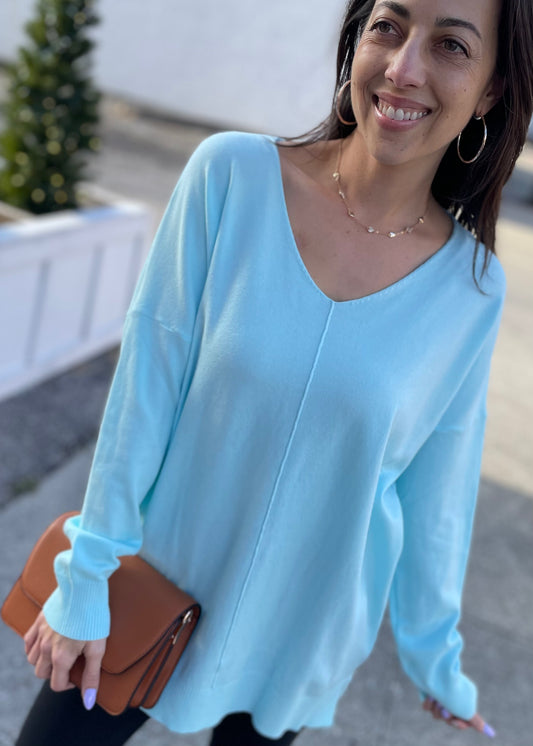 ICE BLUE - V-NECK SWEATER