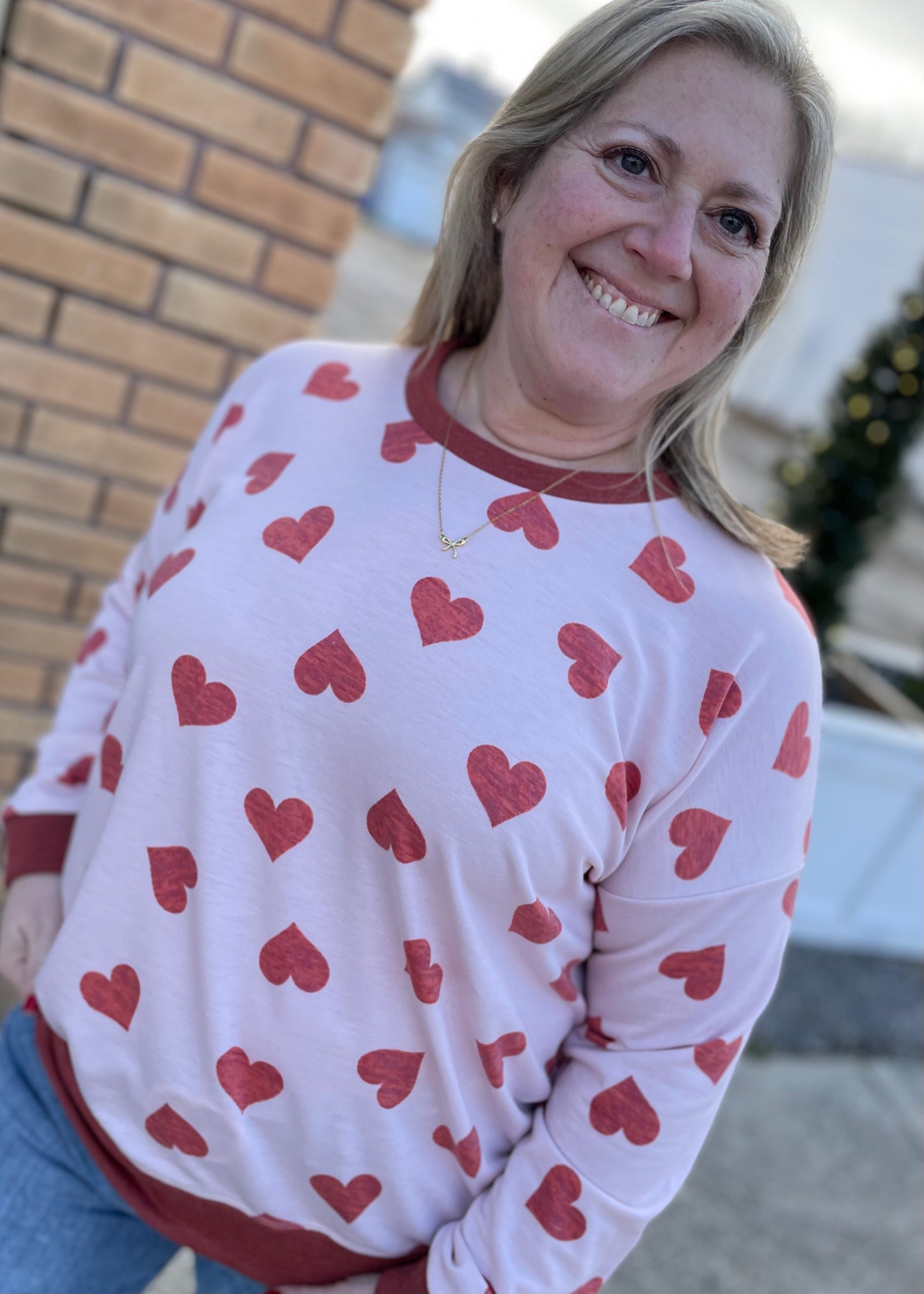 Heart Print Pullover