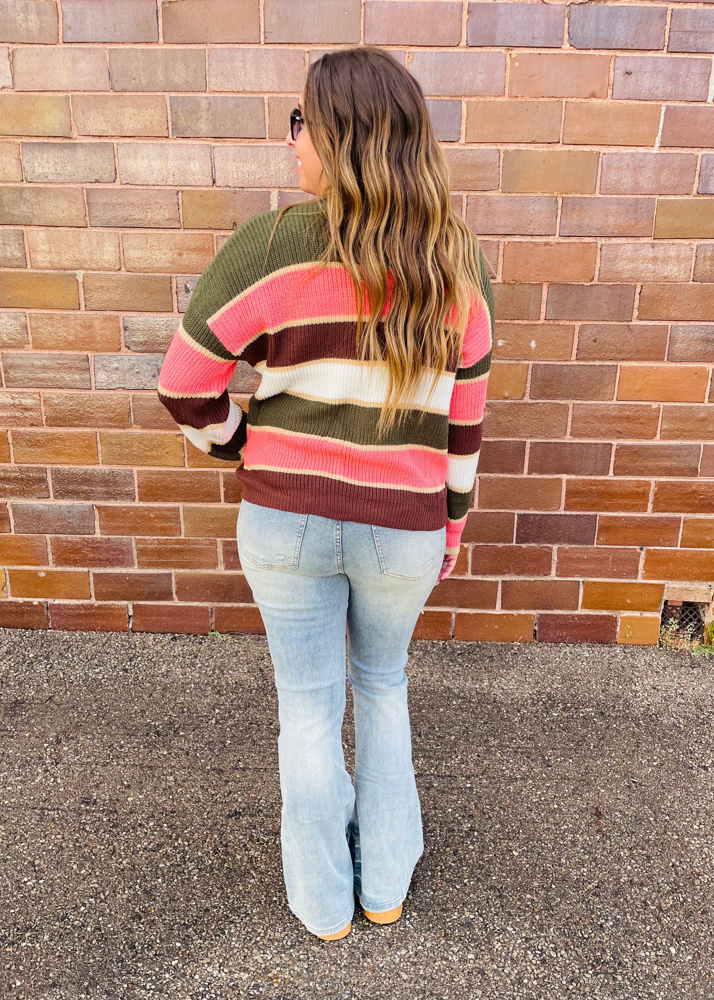 Olive - Striped Sweater