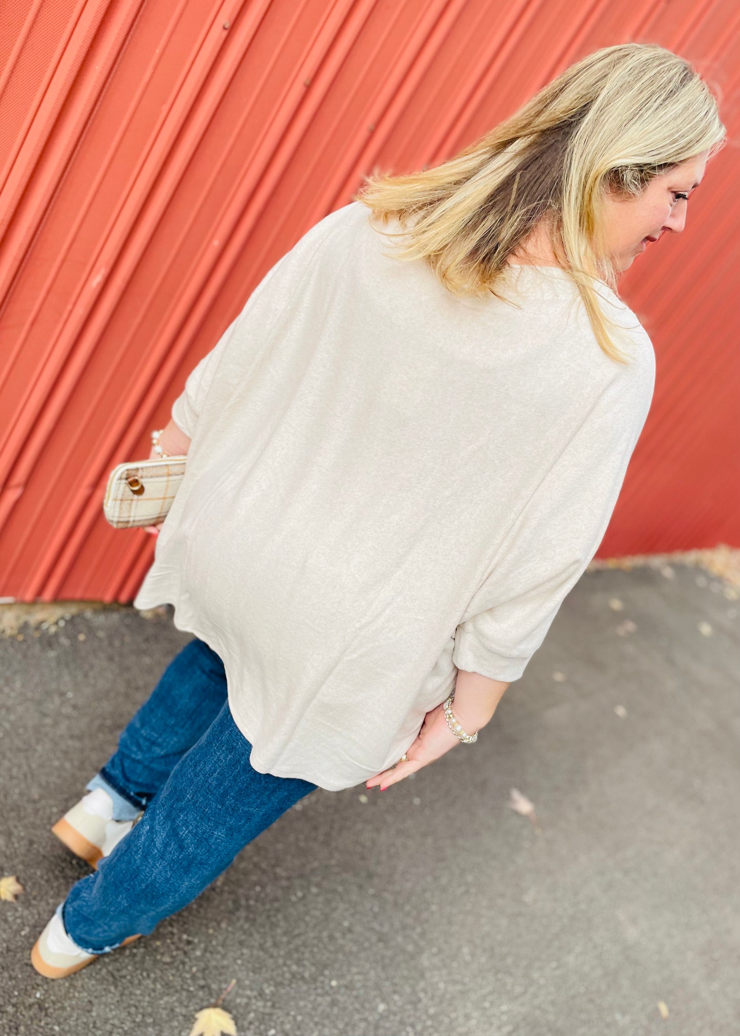 Oatmeal Brushed Boat Neck Tunic