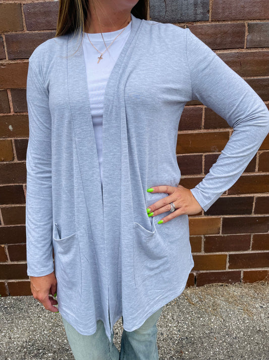 Heather Grey - Slouchy Pocket Cardigan