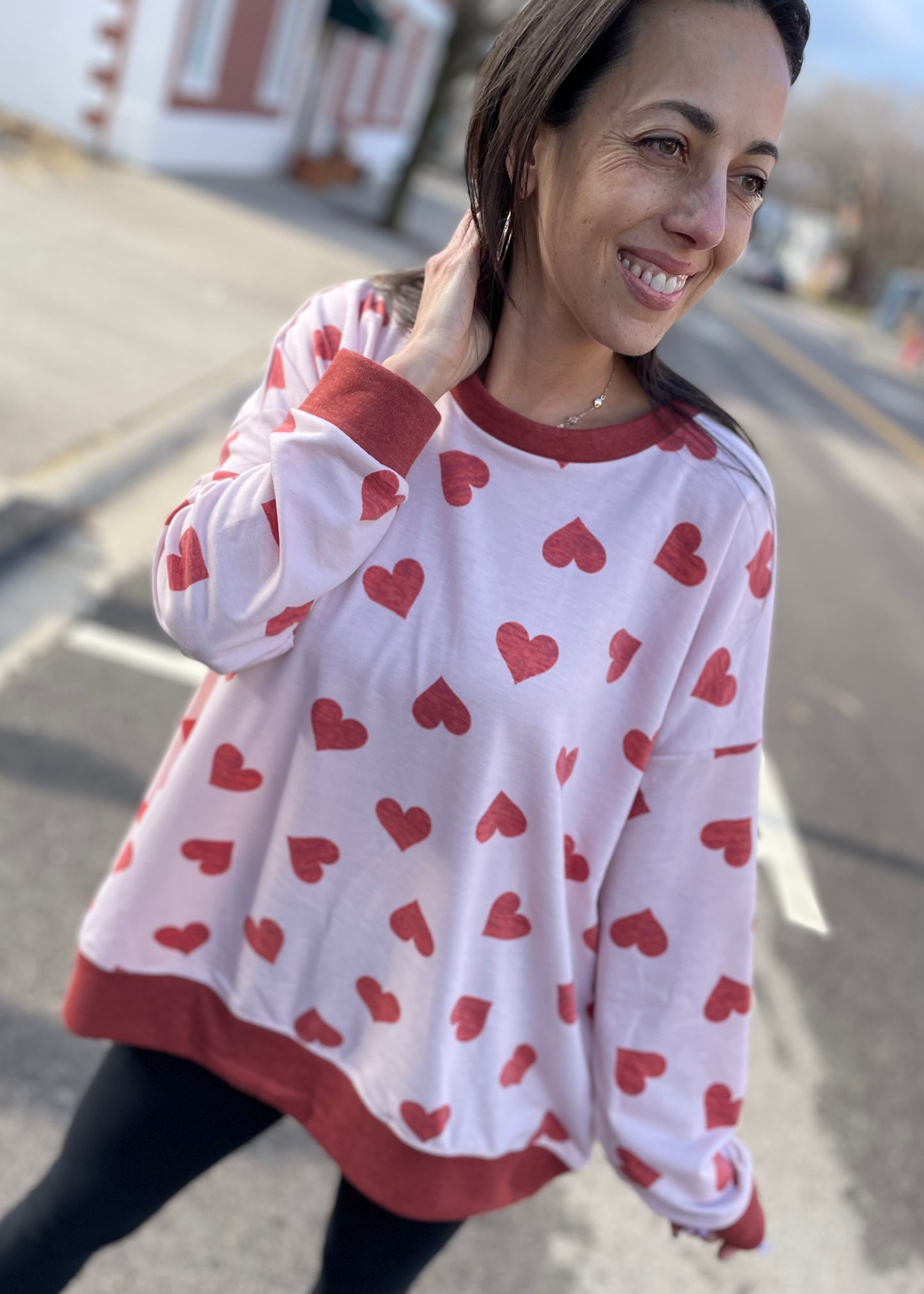 Heart Print Pullover