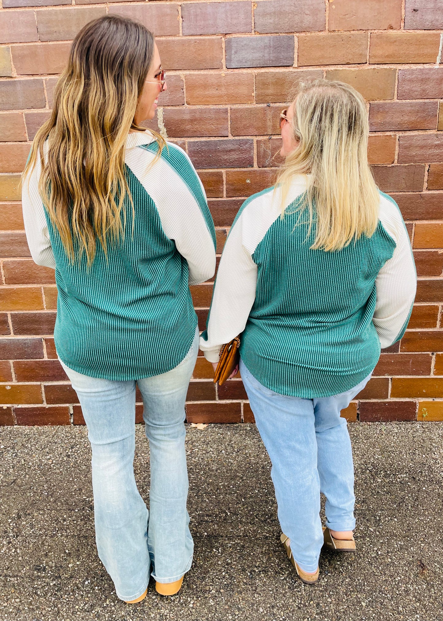 V Neck Color Block Long Sleeve Top