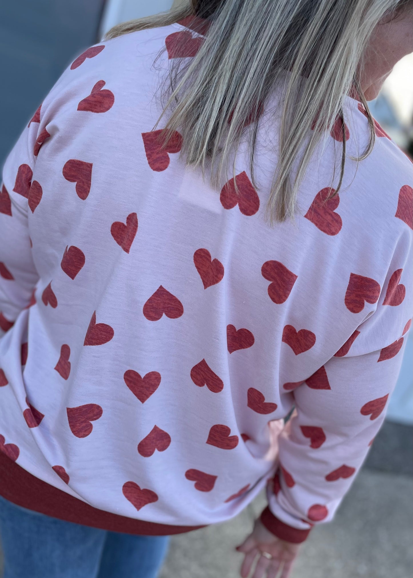 Heart Print Pullover