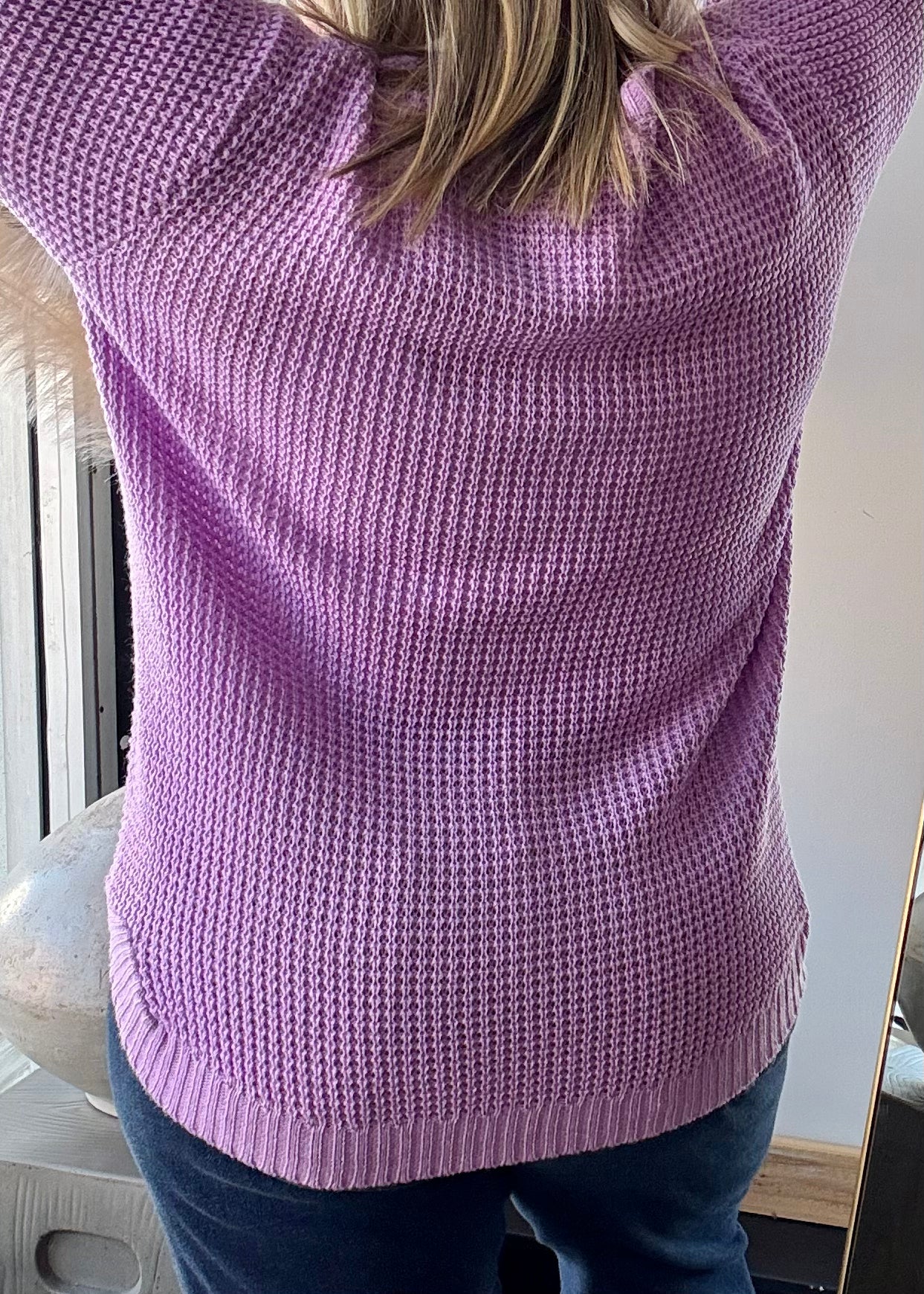 Lavender - Round Neck Waffle Sweater