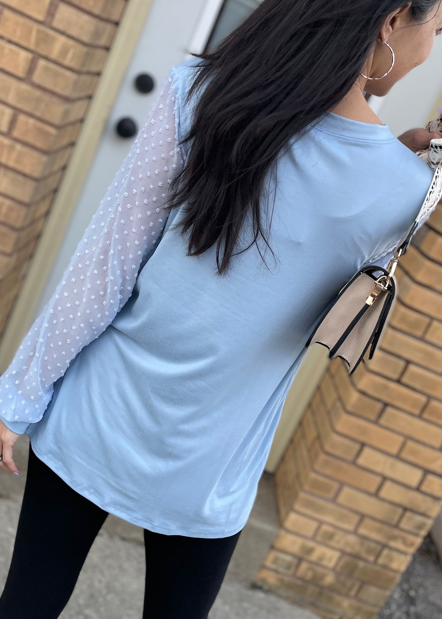 Light Blue - Chiffon and Swiss Dot Tunic Top