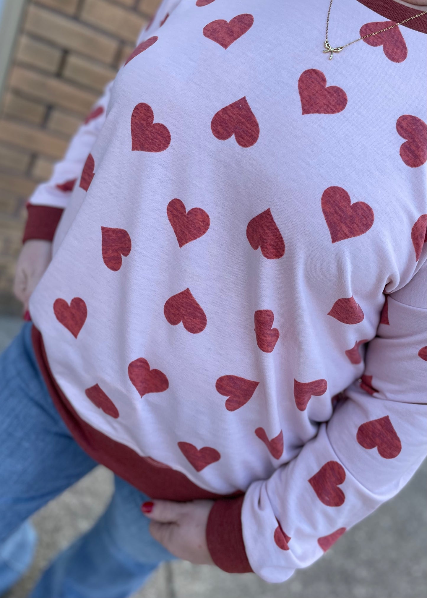 Heart Print Pullover