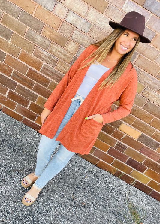 Pumpkin - Soft Knit Cardigan with Pockets