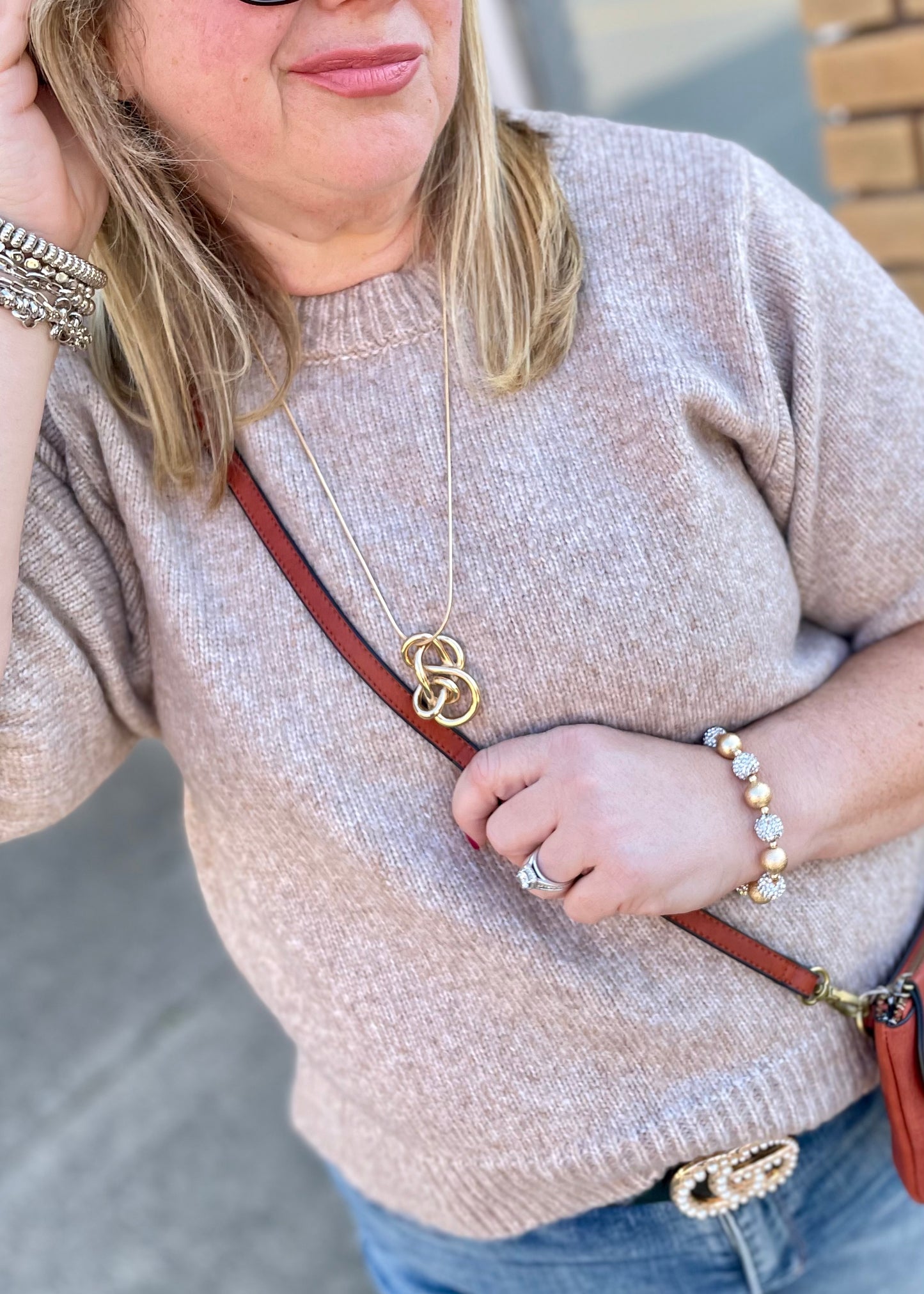 Ash Mocha Puff Sleeve Sweater Top