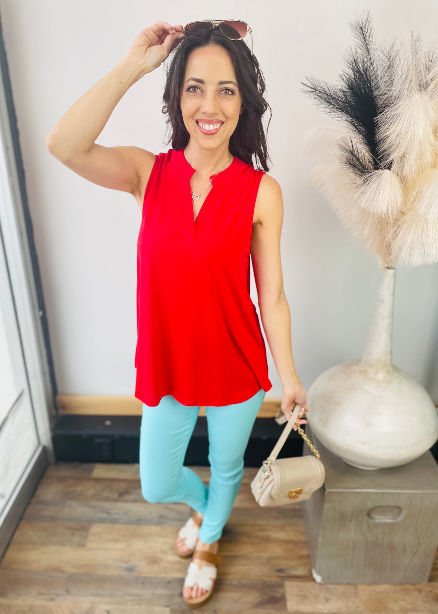 Red Sleeveless Top