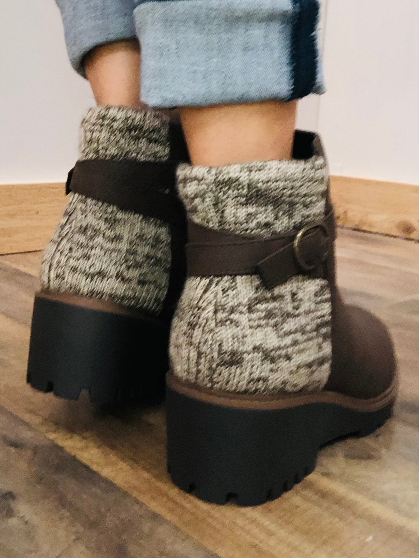 Brown Wedge Boot