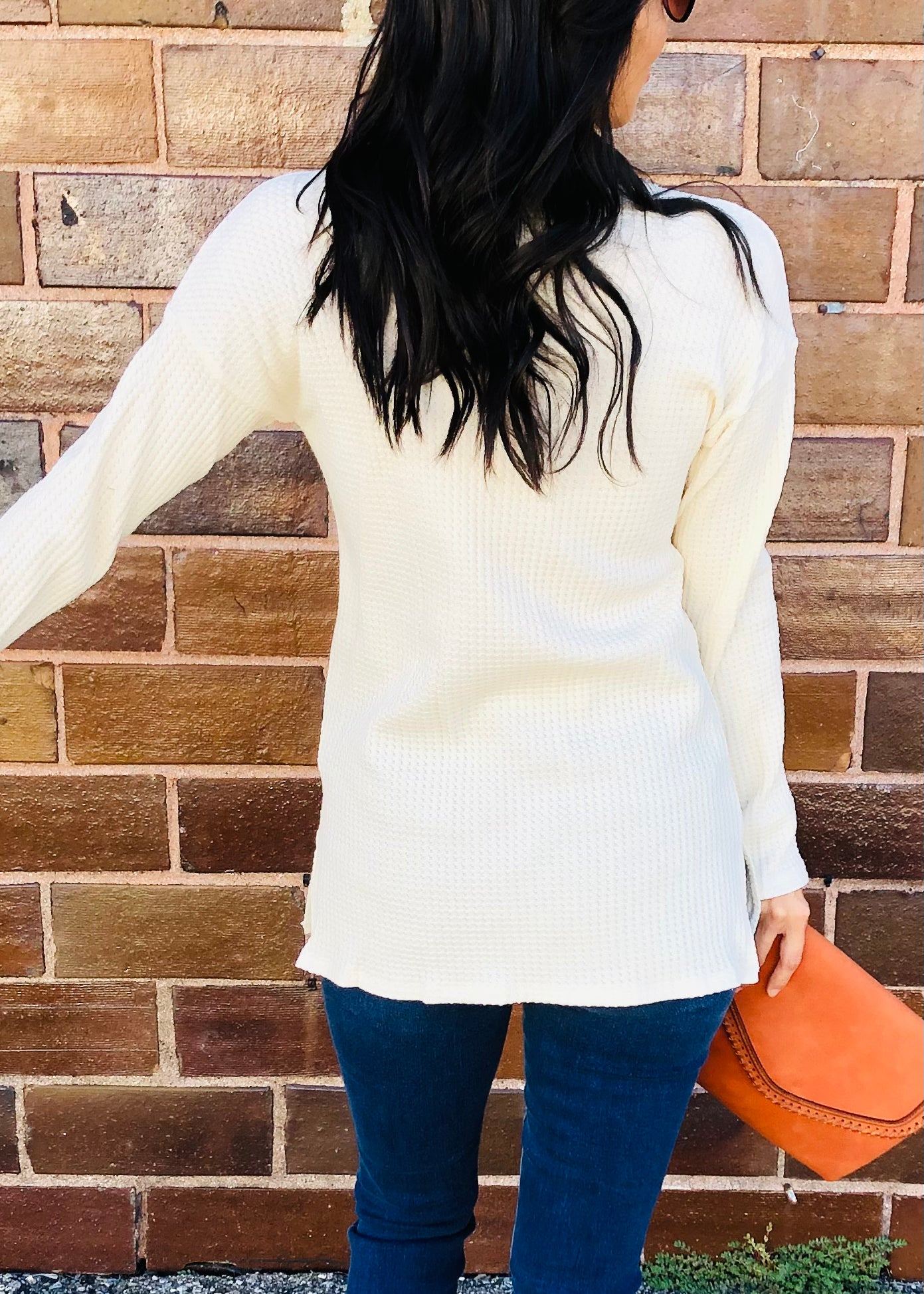 Beige V-Neck Long Sleeve