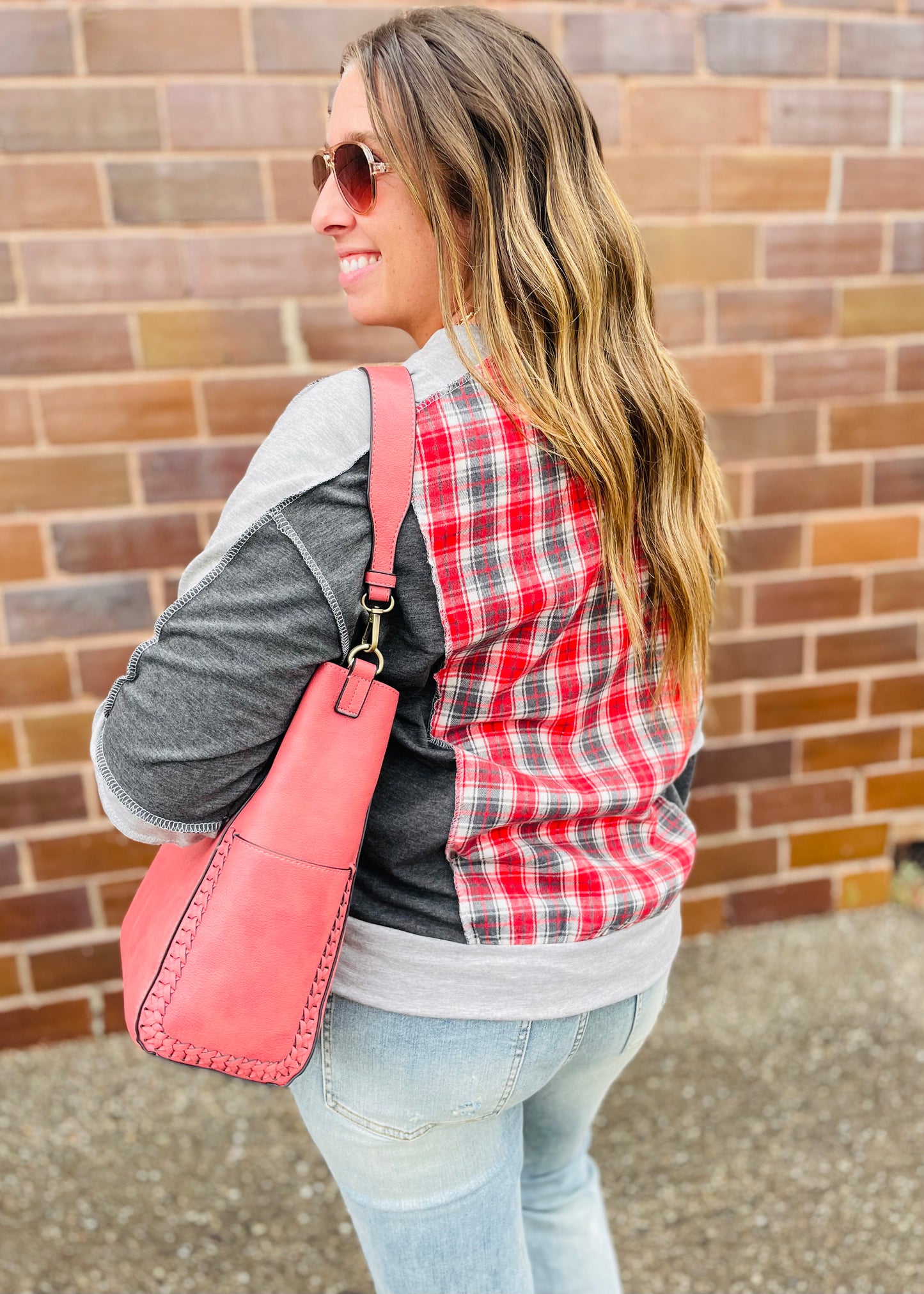 Light Grey - French Terry Color Block Top