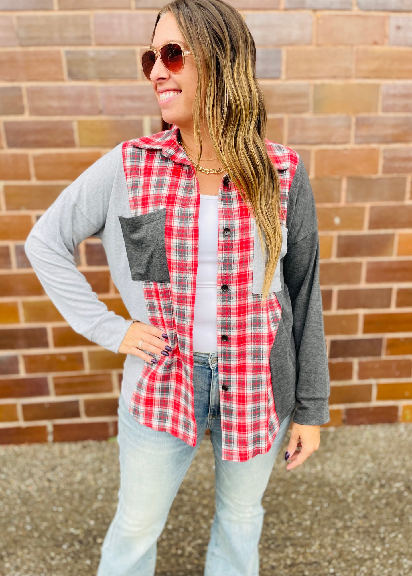 Plaid Color Block Shacket