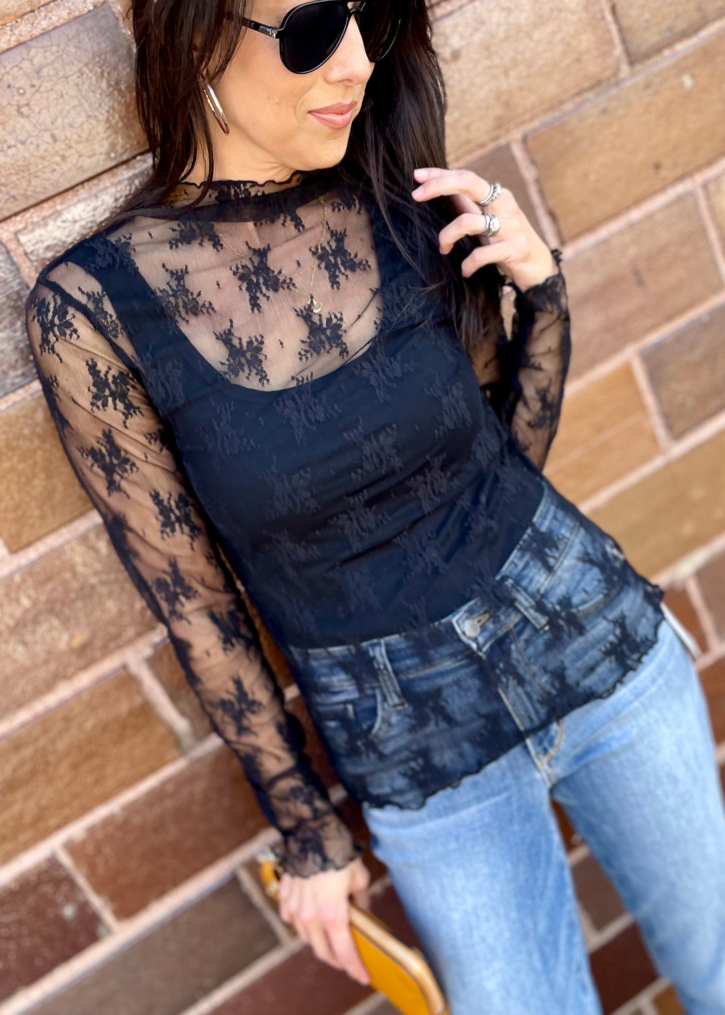 Black Lace Layering Top