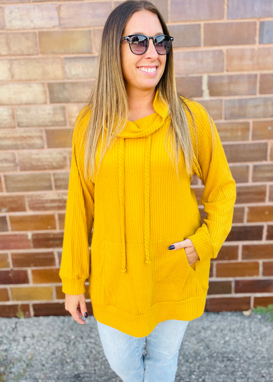 Mustard Turtle Neck Tunic Top