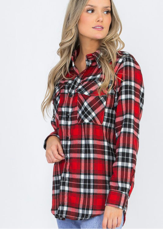 Red White School Flannel - Preorder