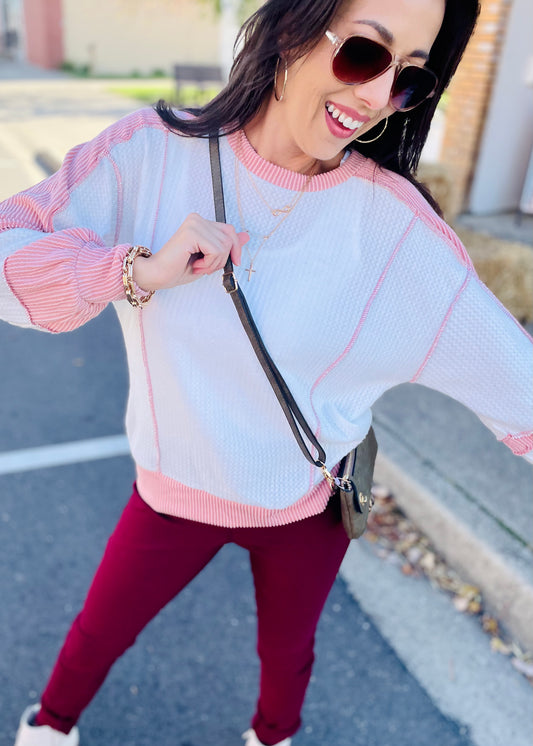 Mauve Colorblock Knit Top