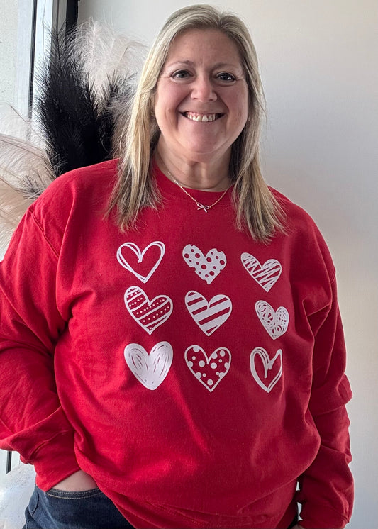 Row of Heart (White) Valentine Pullover