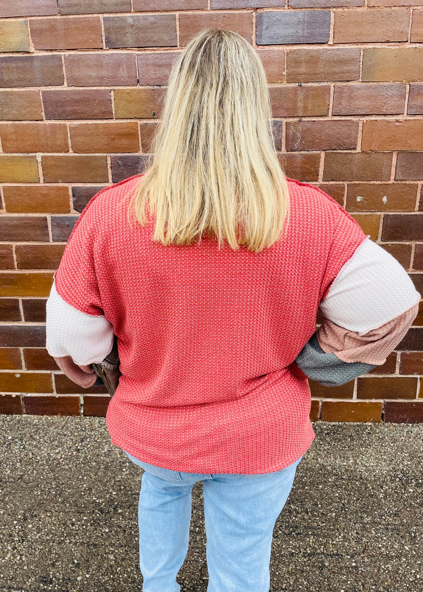 Color Block Waffle Knit Top