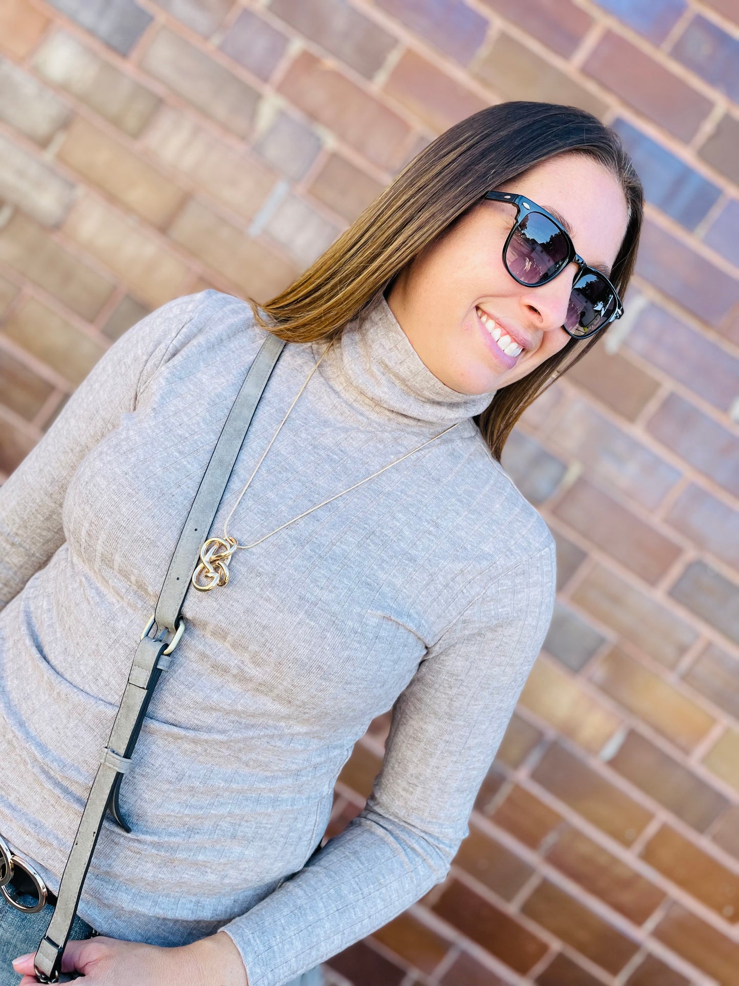 Mocha Ribbed Turtle Neck Top