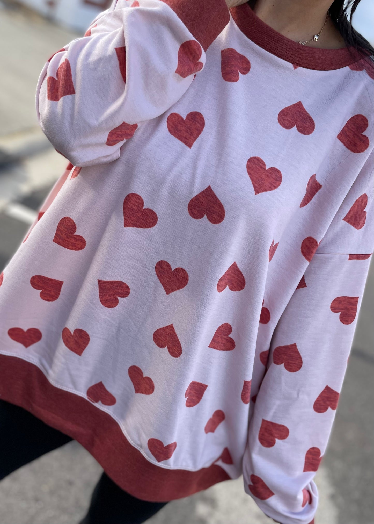 Heart Print Pullover