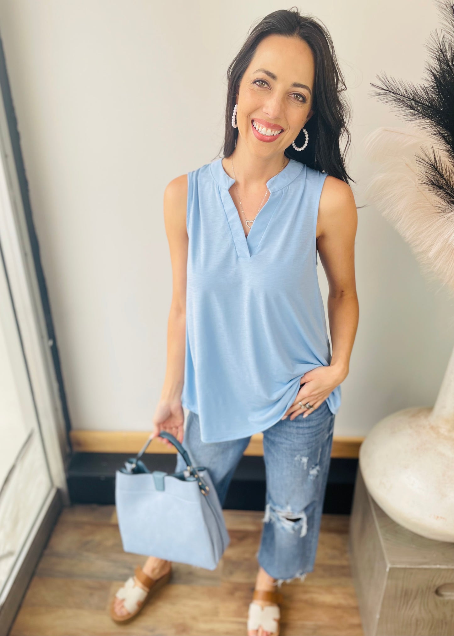 Blue Sleeveless Top