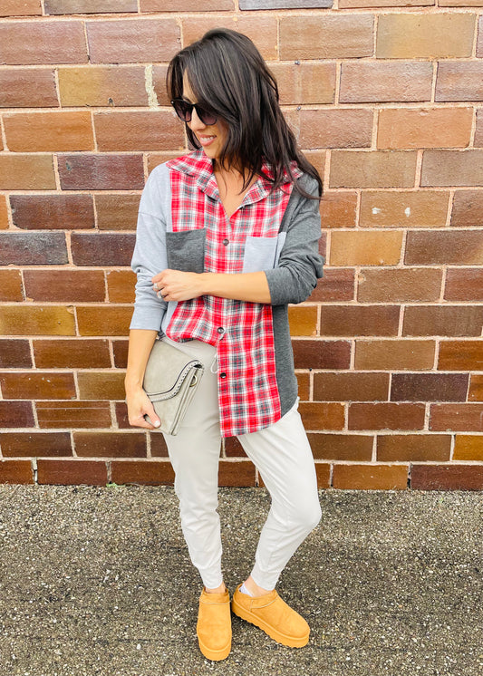 Plaid Color Block Shacket