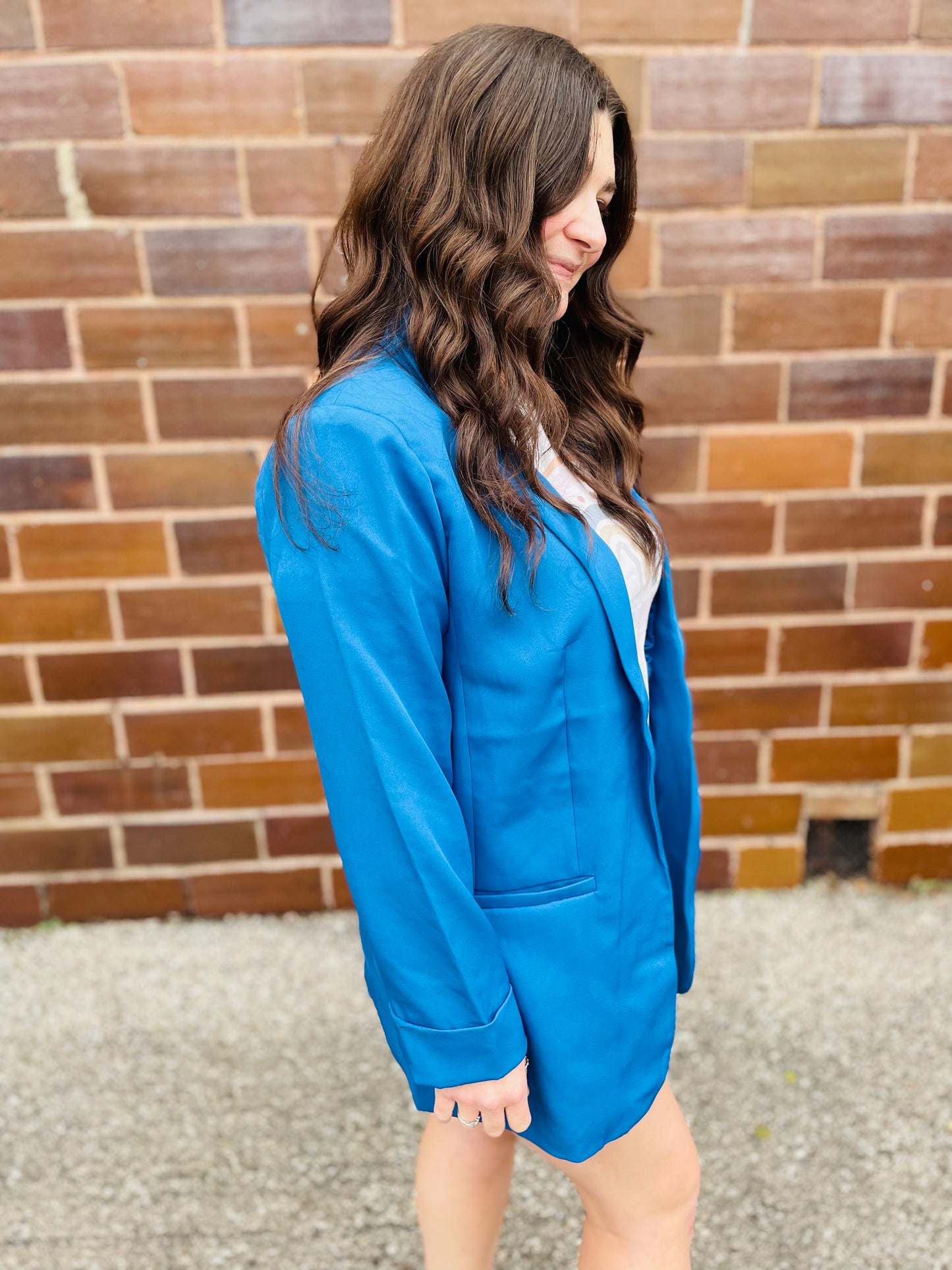 Classic Blue Open Front Blazer