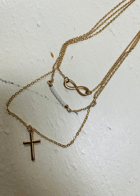 Infinity Cross Layered Necklace