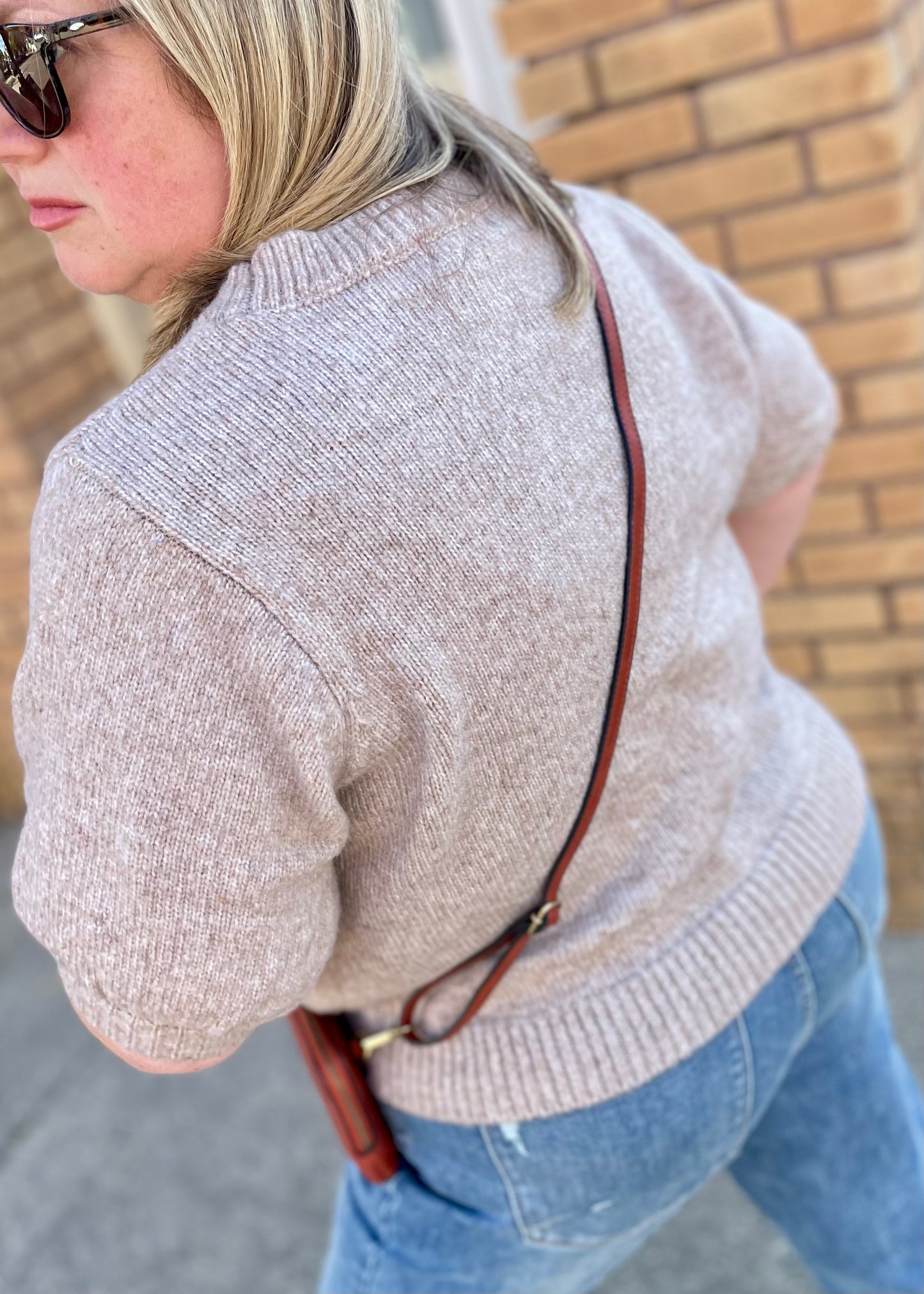 Ash Mocha Puff Sleeve Sweater Top