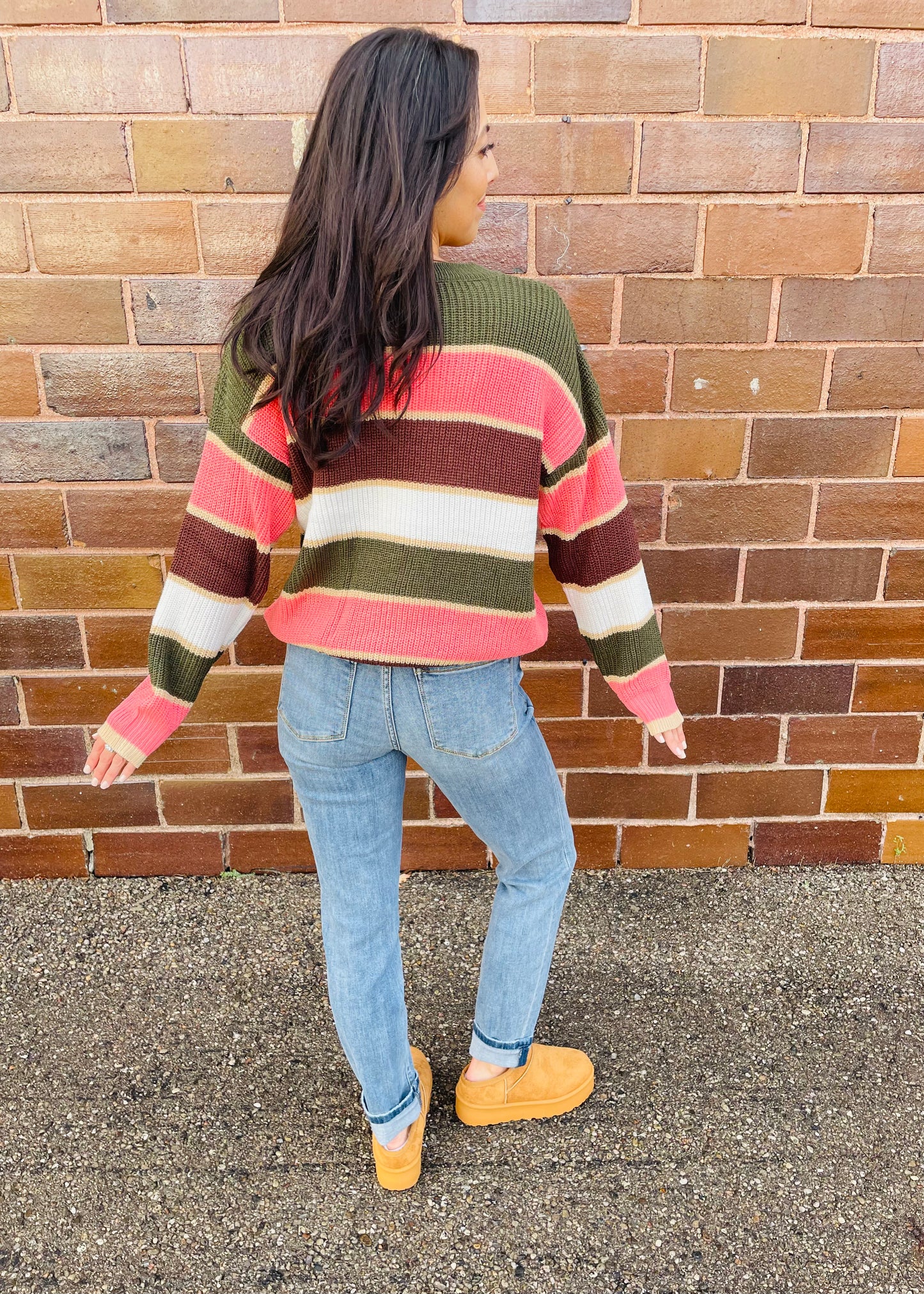 Olive - Striped Sweater