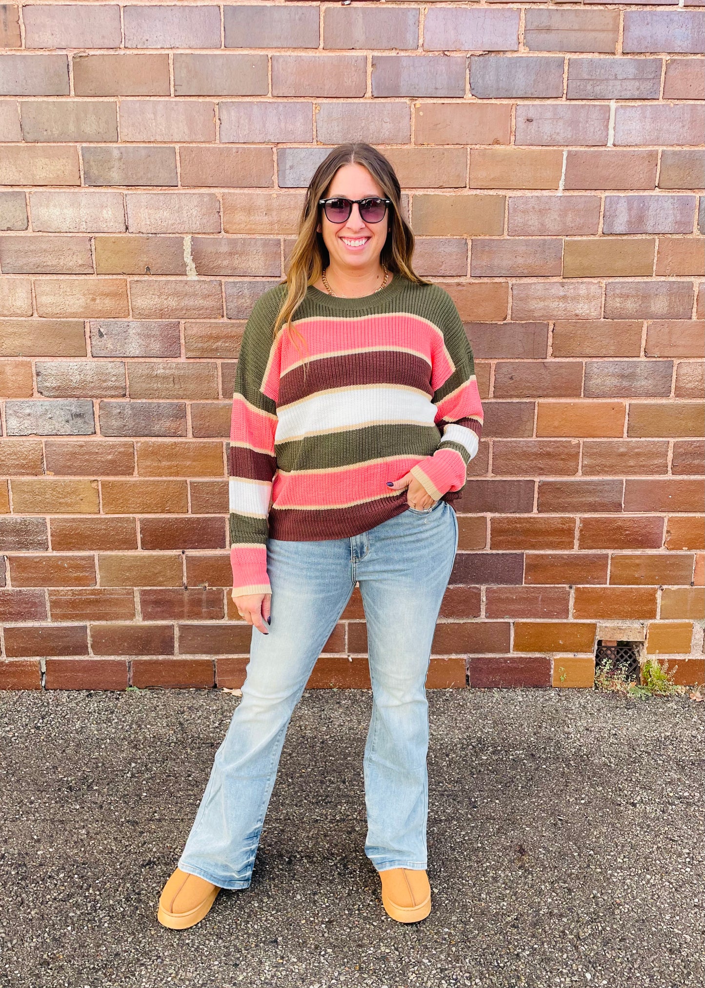 Olive - Striped Sweater