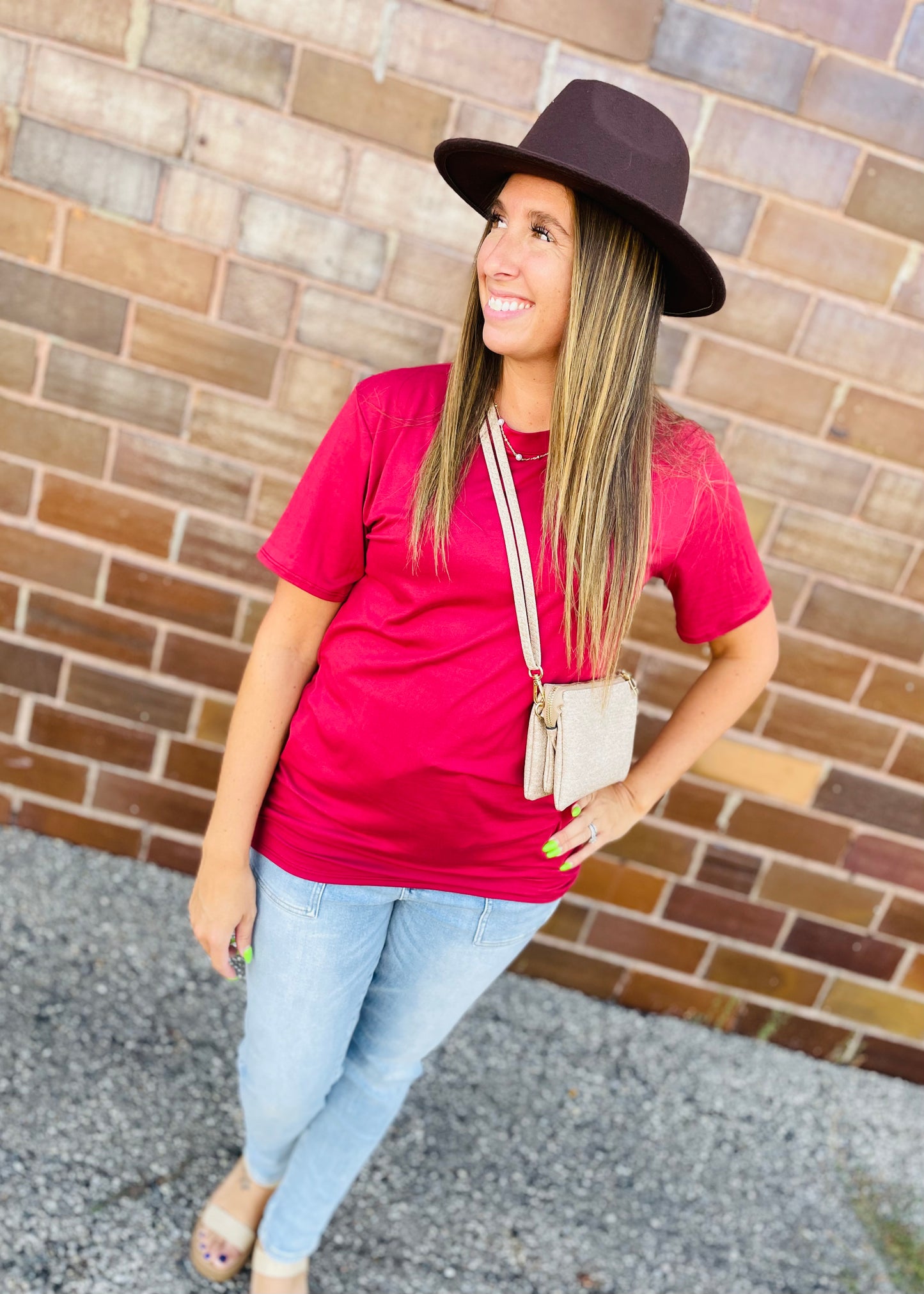 Dusty Red Super Soft Short Sleeve Top