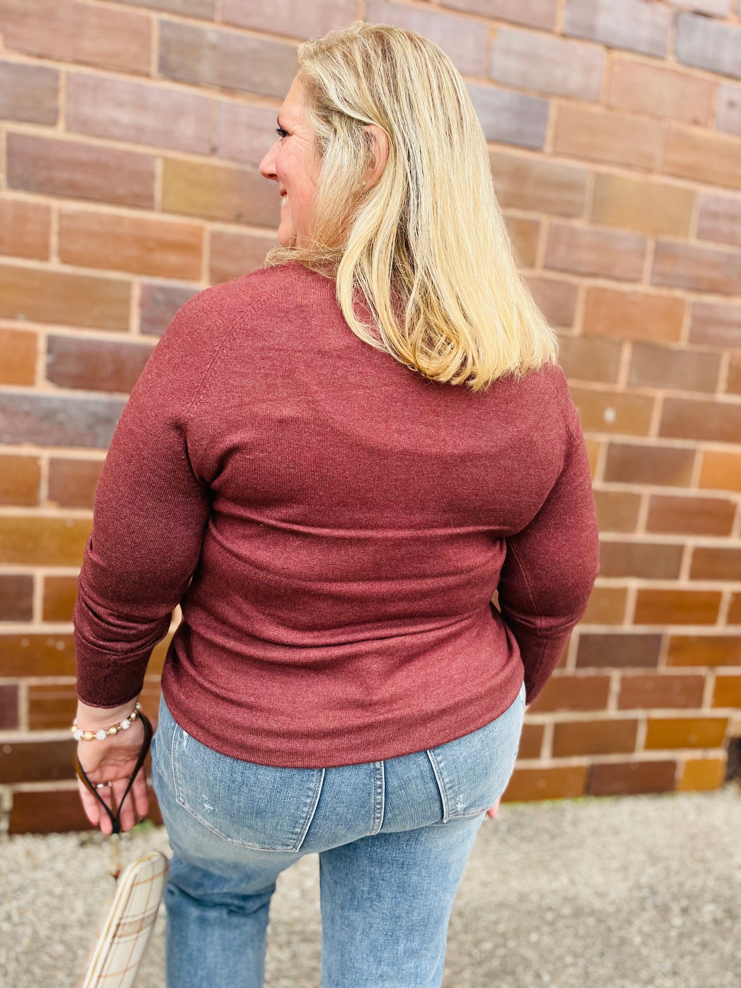 Mahogany Round Neck Basic Sweater