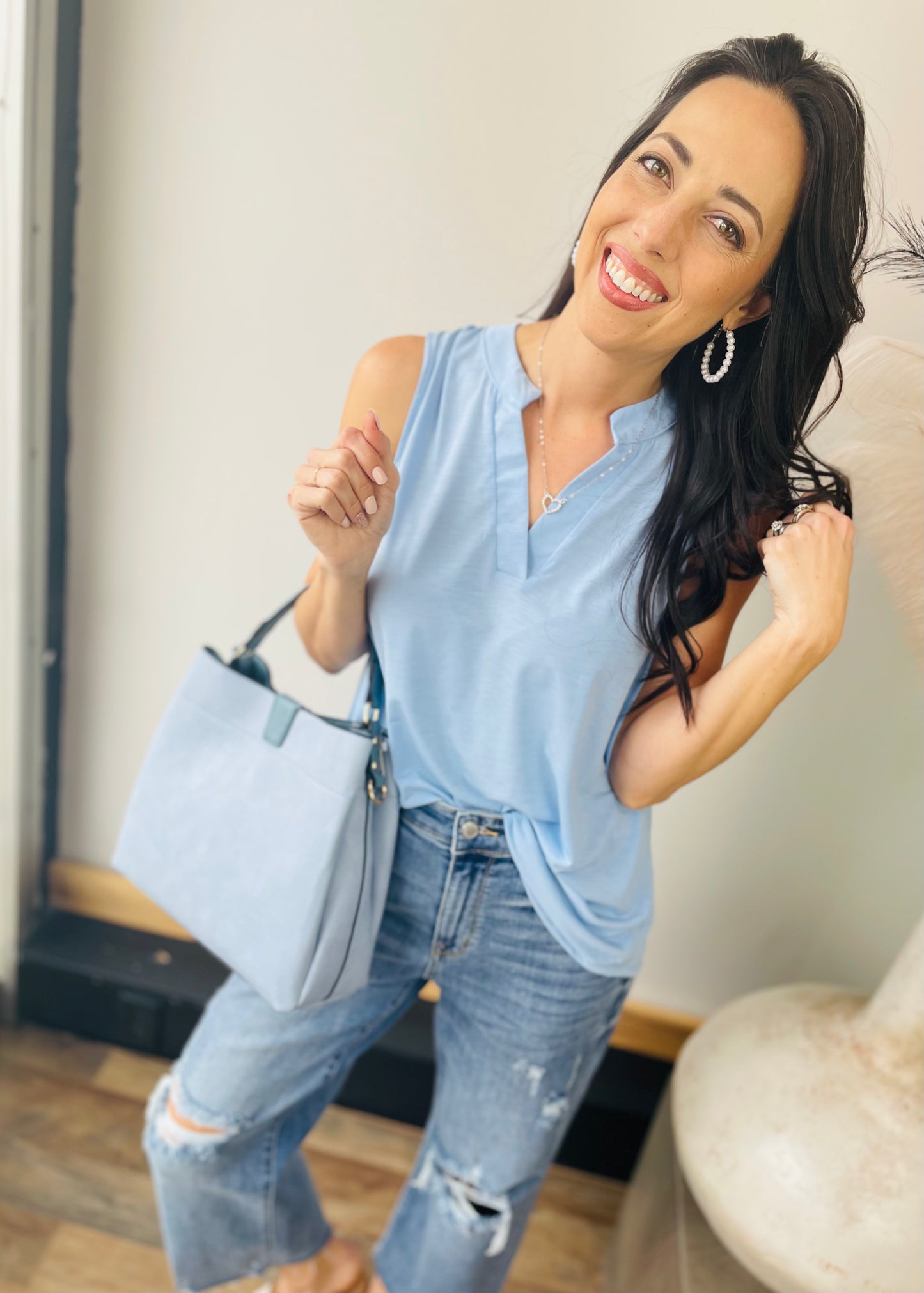 Blue Sleeveless Top