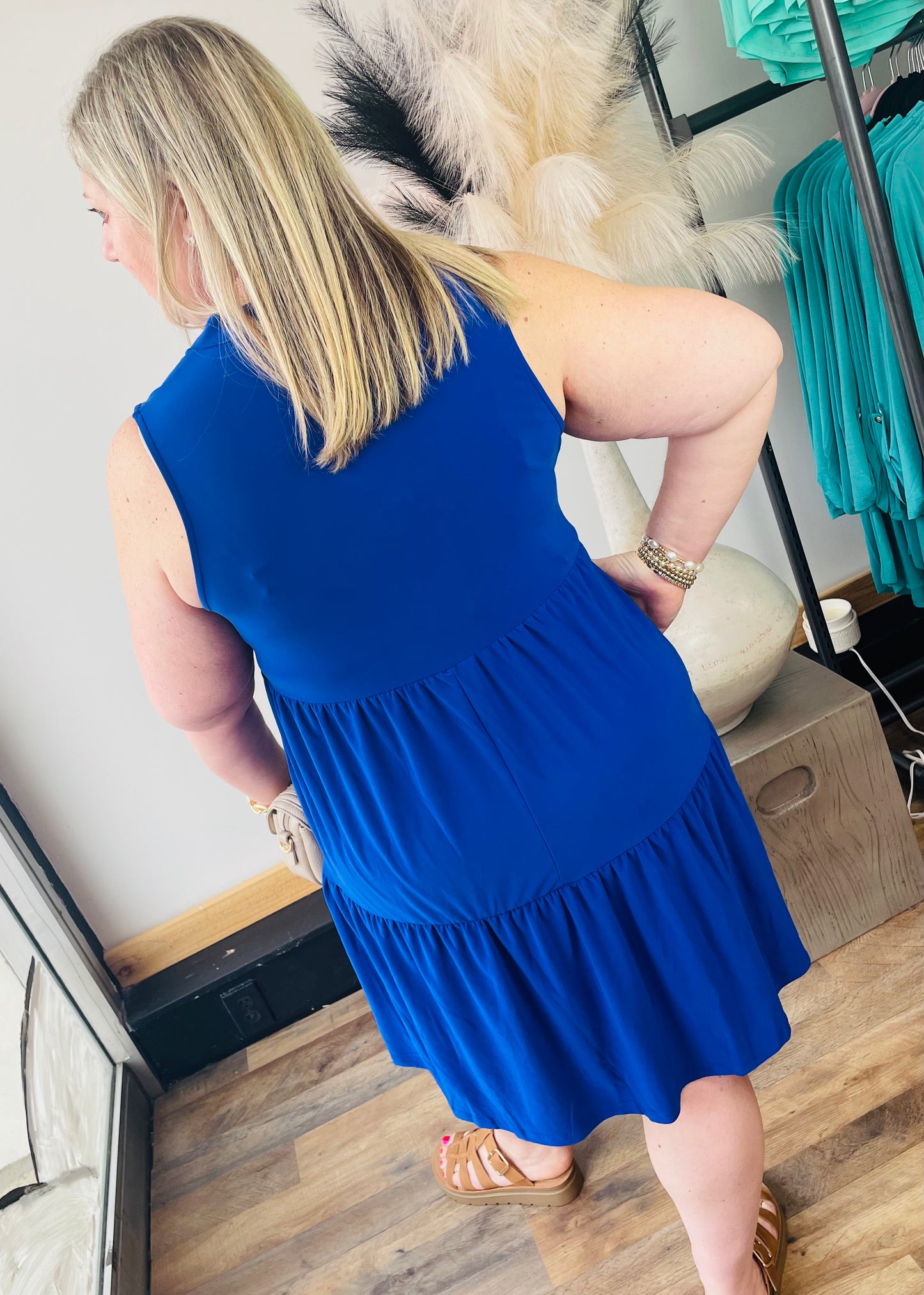 Royal Blue Tiered Dress