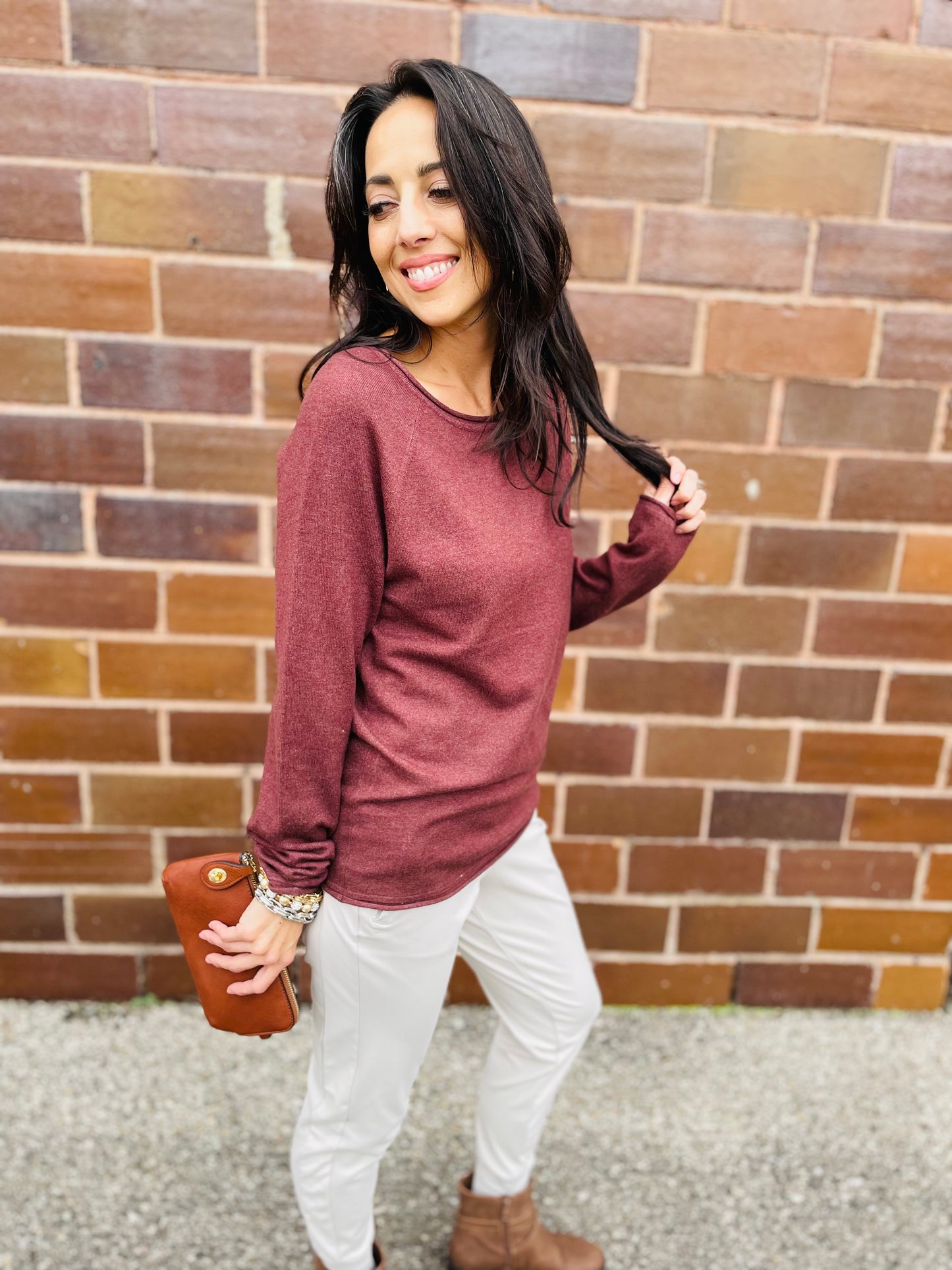 Mahogany Round Neck Basic Sweater