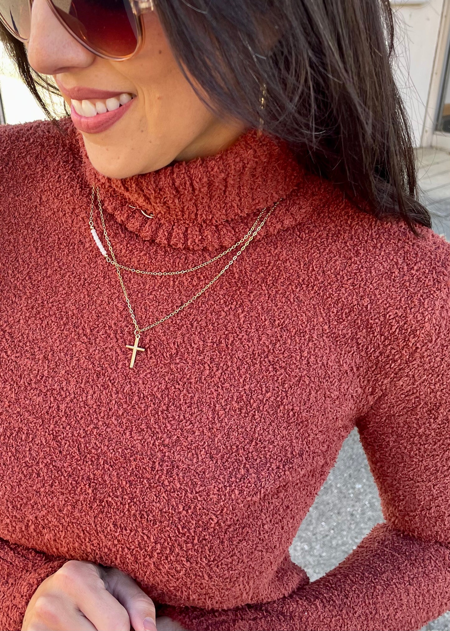 Rust Long Sleeve Turtle Neck Sweater