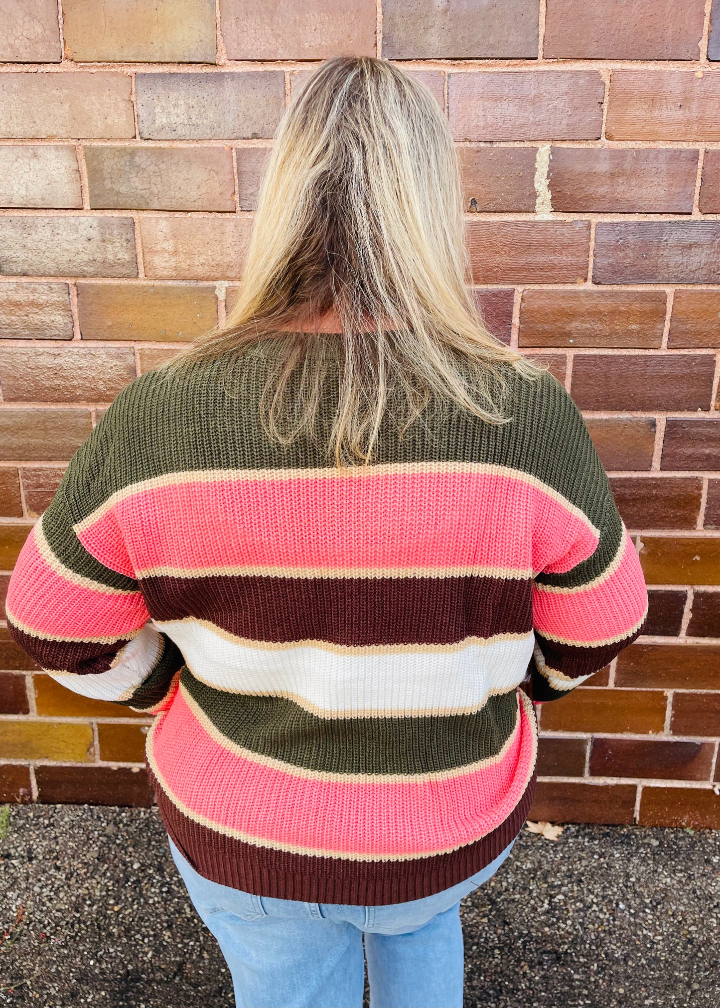 Olive - Striped Sweater