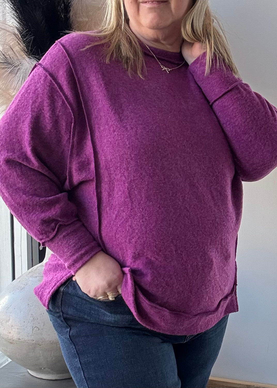 Light Plum - Brushed Melange Oversized Sweater