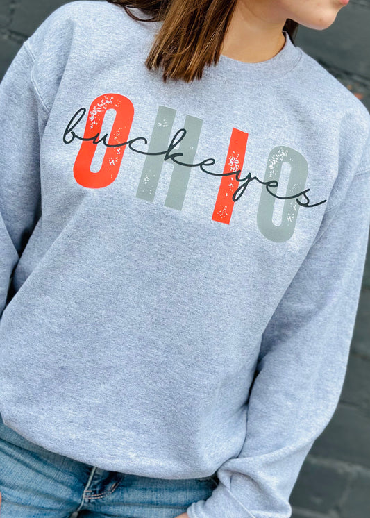 PREORDER - DISTRESSED OHIO BUCKEYES GRAPHIC PULLOVER