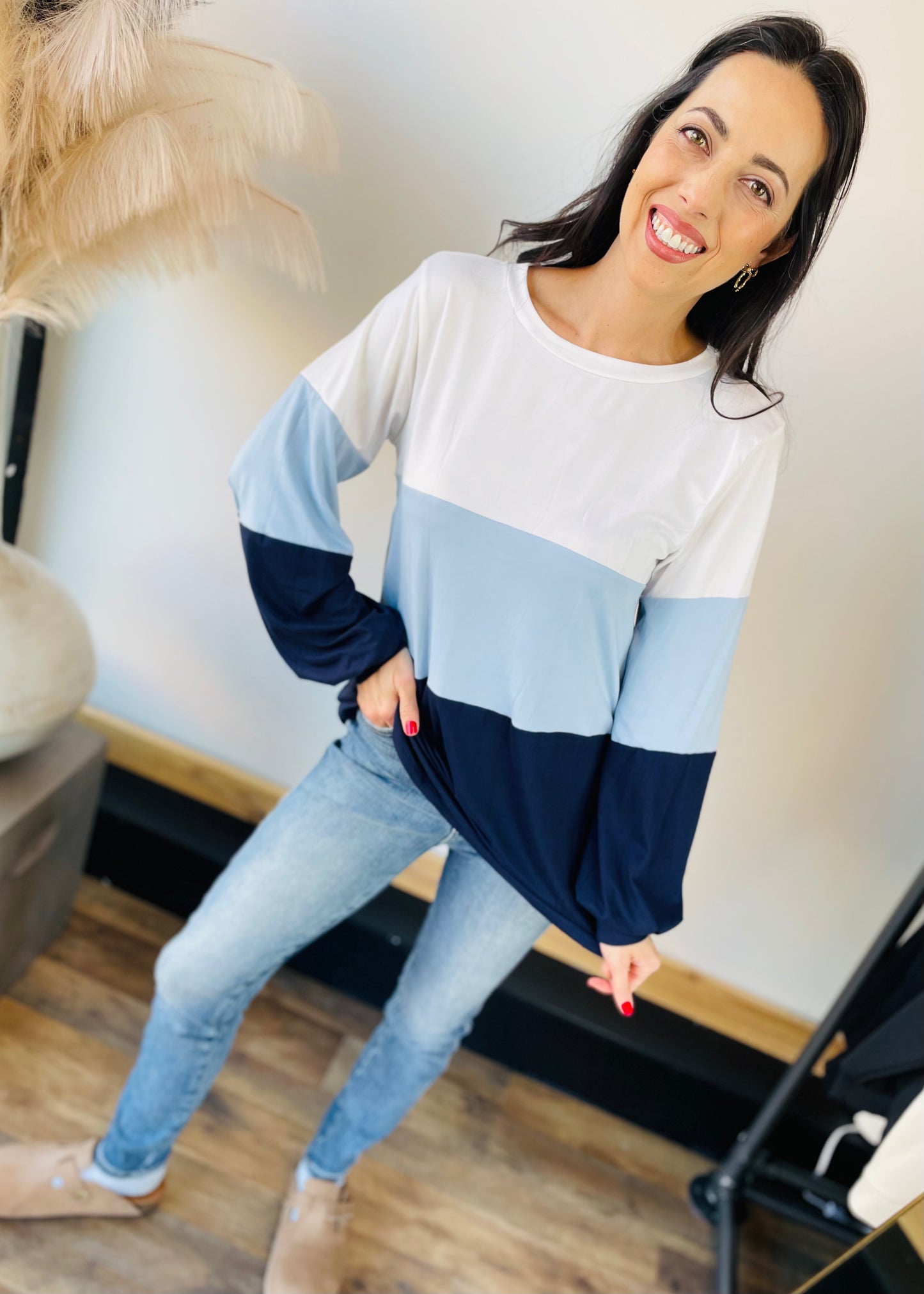 Navy Color Block Long Sleeve