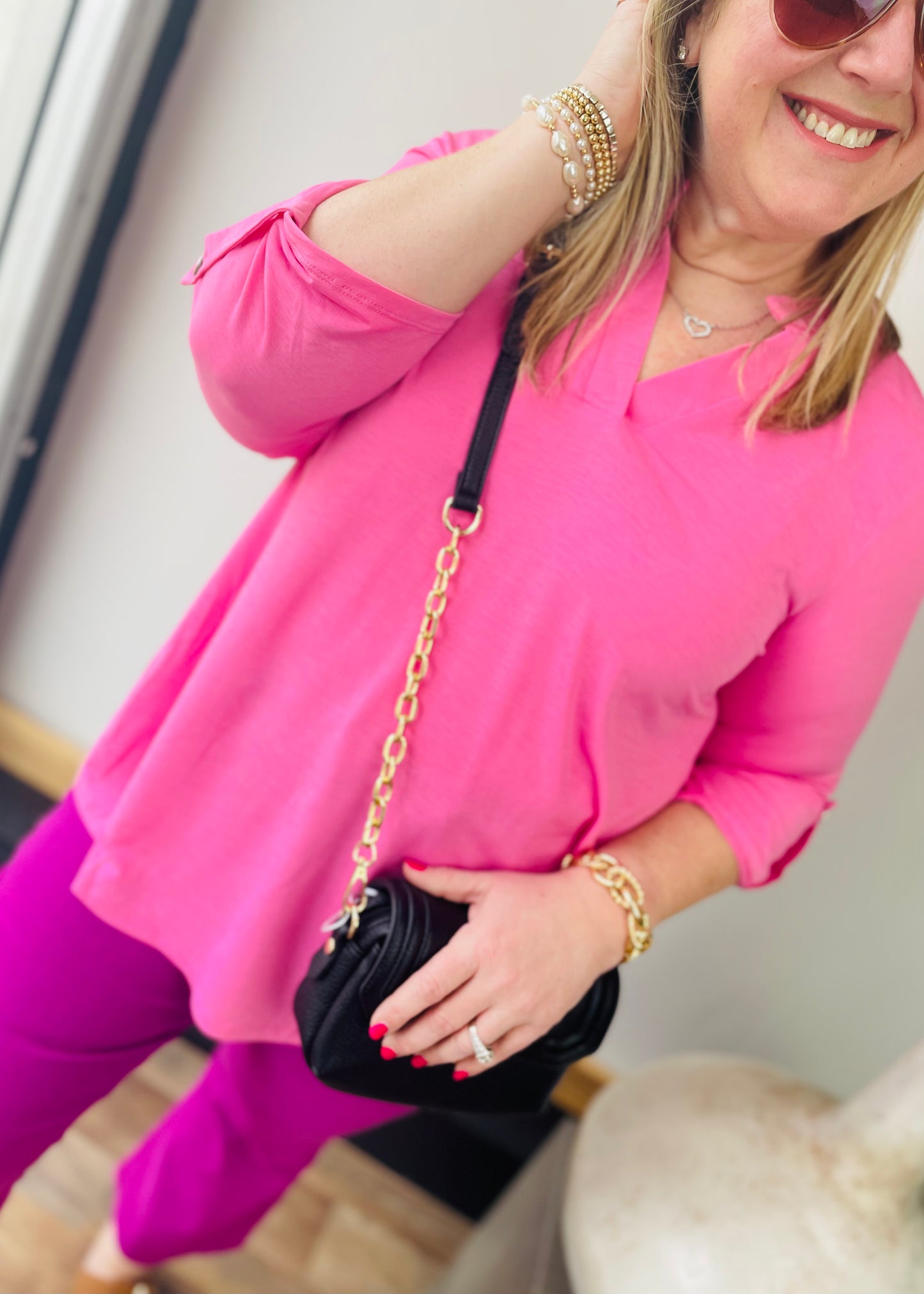 Pink 3/4 Sleeve Top